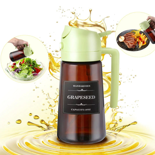 WandaQueetq34tn 2 in 1 Olive Oil Dispenser and Oil Sprayer 16oz Olive Oil Dispenser for Kitchen 470ml Oil Sprayer for Cooking Olive Oil Dispenser Bottle with Stickers Upgraded Brown Nestables